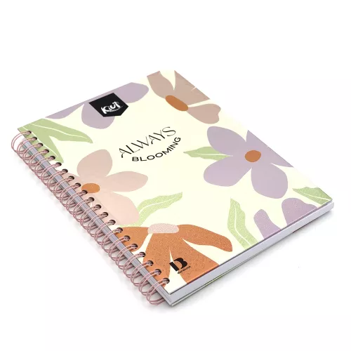 Cuaderno Argollado Tapa Dura Profesional Raya Kiut Always Blooming 160 Hojas
