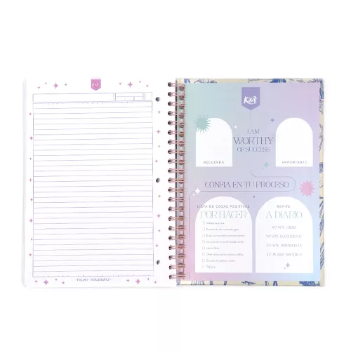Cuaderno Argollado Tapa Dura Profesional Raya Kiut Always Blooming 160 Hojas