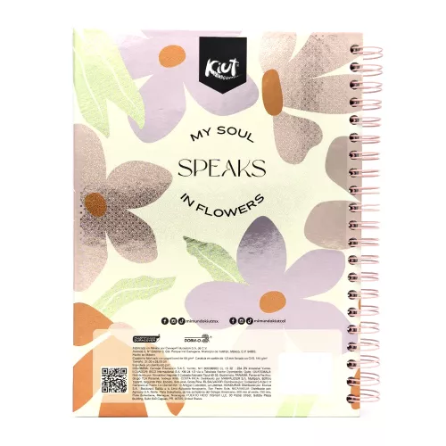 Cuaderno Argollado Tapa Dura Profesional Raya Kiut Always Blooming 160 Hojas