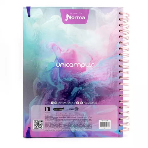 Cuaderno Argollado Tapa Dura Profesional Raya Unicampus Metalizado Celestial 160 Hojas 1