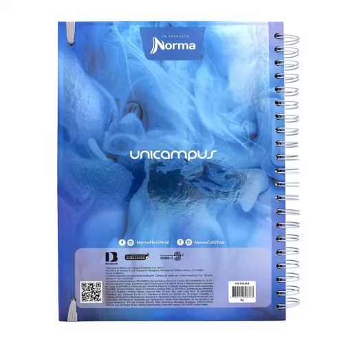 Cuaderno Argollado Tapa Dura Profesional Raya Unicampus Metalizado Humo azul 160 Hojas 1