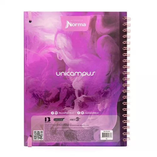 Cuaderno Argollado Tapa Dura Profesional Raya Unicampus Metalizado Humo morado 160 Hojas 1