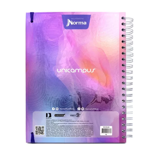 Cuaderno Argollado Tapa Dura Profesional Raya Unicampus Metalizado Humo rosa 160 Hojas 1