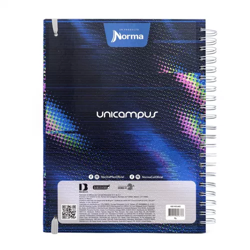 Cuaderno Argollado Tapa Dura Profesional Raya Unicampus Metalizado Tornasol 160 Hojas 1
