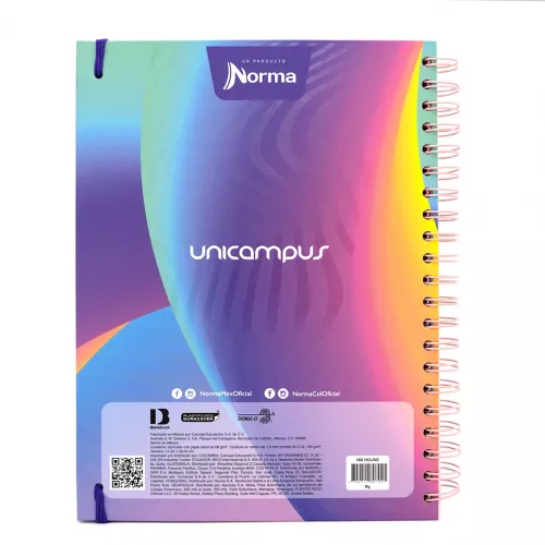 Cuaderno Argollado Tapa Dura Profesional Raya Unicampus Soft colores 120 Hojas