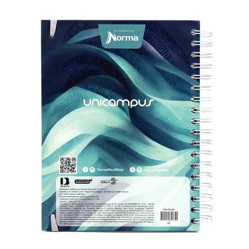 Cuaderno Argollado Tapa Dura Universitario Raya Unicampus Soft  verde 160 Hojas