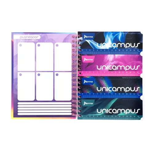 Cuaderno Argollado Tapa Dura Universitario Raya Unicampus Soft colores 160 Hojas