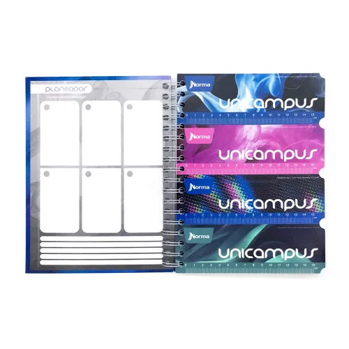 Cuaderno Argollado Tapa Dura Universitario Raya Unicampus Soft Humo Azul 160 Hojas