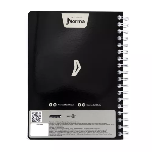 Cuaderno Argollado Universitario Cuadro Grande Master Degree Negro 160 Hojas