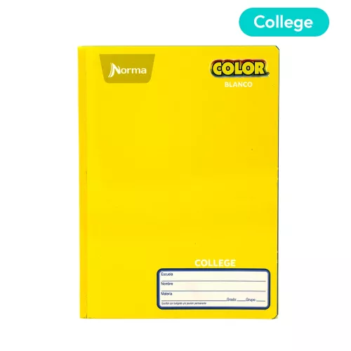 Cuaderno Cosido College Blanco Norma Color Amarillo 100 Hojas