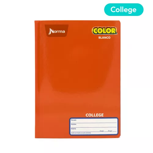 Cuaderno Cosido College Blanco Norma Color Anaranjado 100 Hojas