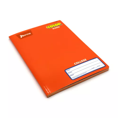 Cuaderno Cosido College Blanco Norma Color Anaranjado 100 Hojas