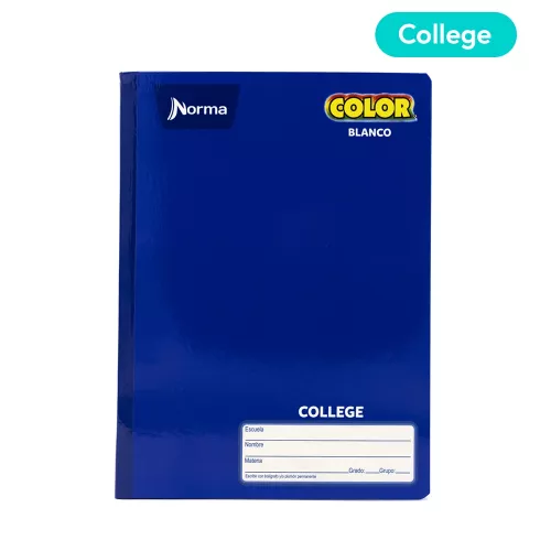 Cuaderno Cosido College Blanco Norma Color Azul 100 Hojas