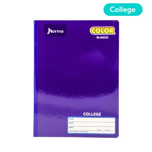 Cuaderno Cosido College Blanco Norma Color Morado 100 Hojas