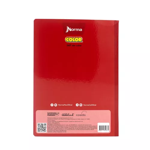 Cuaderno Cosido College Blanco Norma Color Rojo 100 Hojas