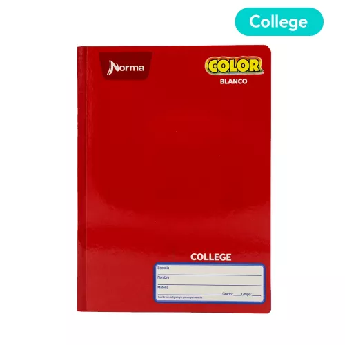 Cuaderno Cosido College Blanco Norma Color Rojo 100 Hojas