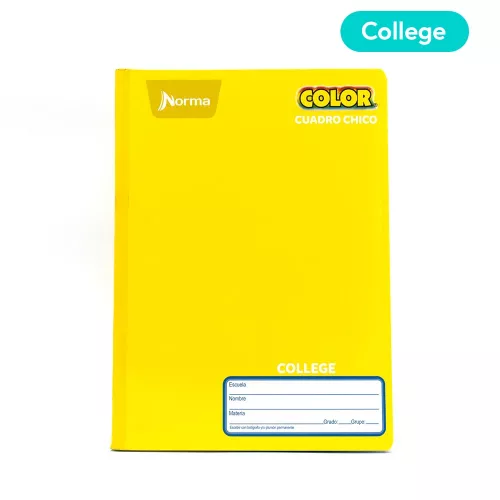 Cuaderno Cosido College Cuadro Chico Norma Color Amarillo 100 Hojas
