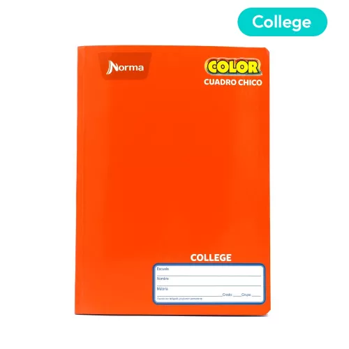 Cuaderno Cosido College Cuadro Chico Norma Color Anaranjado 100 Hojas