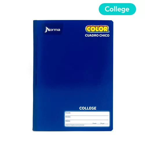 Cuaderno Cosido College Cuadro Chico Norma Color Azul 100 Hojas