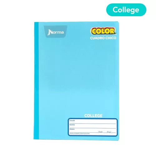 Cuaderno Cosido College Cuadro Chico Norma Color Azul claro 100 Hojas
