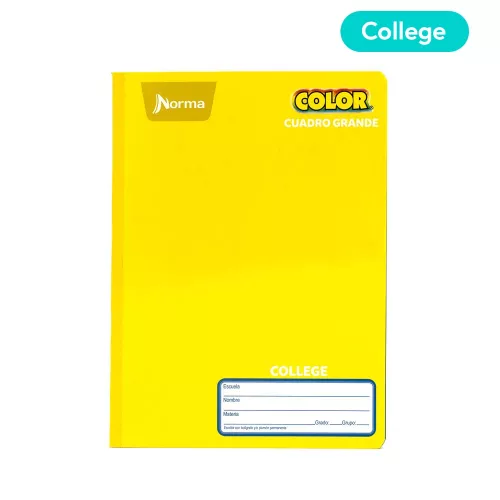 Cuaderno Cosido College Cuadro Grande Norma Color Amarillo 100 Hojas