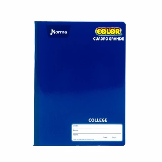 Cuaderno Cosido College Cuadro Grande Norma Color Azul 100 Hojas