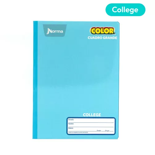 Cuaderno Cosido College Cuadro Grande Norma Color Azul claro 100 Hojas