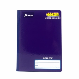 Cuaderno Cosido College Cuadro Grande Norma Color Morado 100 Hojas