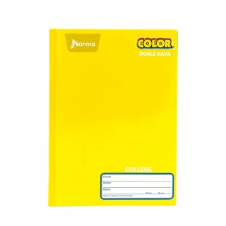 Cuaderno Cosido College Doble Raya Norma Color Amarillo 100 Hojas