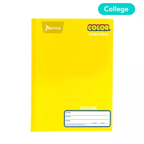 Cuaderno Cosido College Doble Raya Norma Color Amarillo 100 Hojas