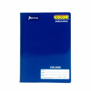 Cuaderno Cosido College Doble Raya Norma Color Azul 100 Hojas