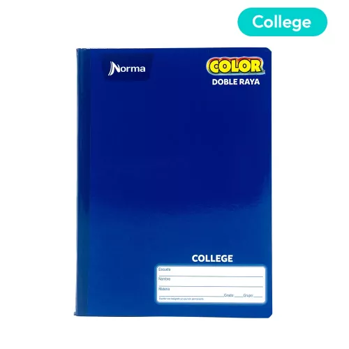 Cuaderno Cosido College Doble Raya Norma Color Azul 100 Hojas