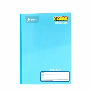Cuaderno Cosido College Doble Raya Norma Color Azul claro 100 Hojas