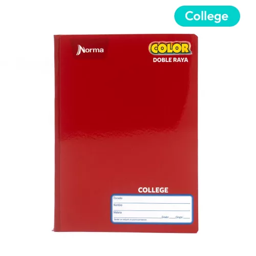 Cuaderno Cosido College Doble Raya Norma Color Rojo 100 Hojas