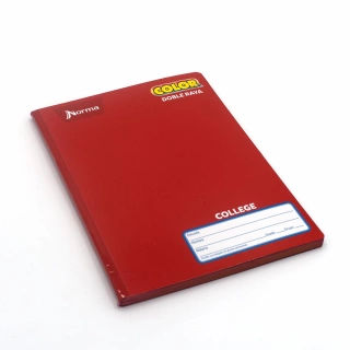 Cuaderno Cosido College Doble Raya Norma Color Rojo 100 Hojas