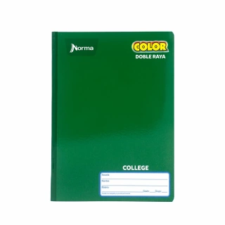 Cuaderno Cosido College Doble Raya Norma Color Verde 100 Hojas