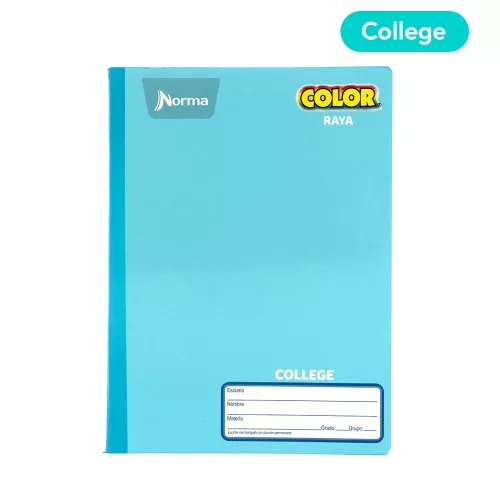 Cuaderno Cosido College Raya Norma Color Azul claro 100 Hojas