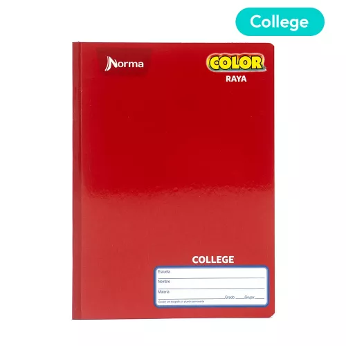 Cuaderno Cosido College Raya Norma Color Rojo 100 Hojas