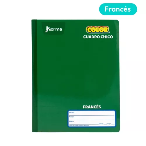Cuaderno Cosido Frances Cuadro Chico Norma Color Verde 100 Hojas
