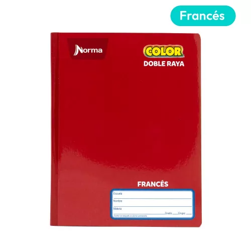 Cuaderno Cosido Frances Doble Raya Norma Color Rojo 100 Hojas