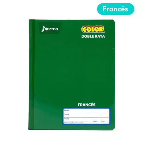 Cuaderno Cosido Frances Doble Raya Norma Color Verde 100 Hojas