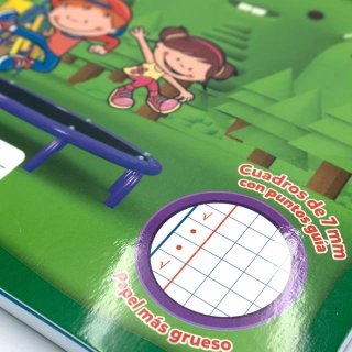 Cuaderno Cosido Italiano Cuadritos C Mi primer cuaderno Norma Marco Verde 72 Hojas