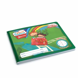 Cuaderno Cosido Italiano Cuadro Aleman Mi primer cuaderno Norma Marco Verde 72 Hojas