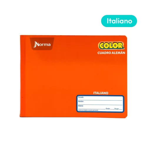 Cuaderno Cosido Italiano Cuadro Aleman Norma Color Anaranjado 100 Hojas