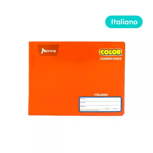Cuaderno Cosido Italiano Cuadro Chico Norma Color Anaranjado 100 Hojas