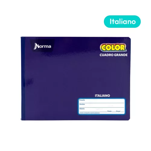 Cuaderno Cosido Italiano Cuadro Grande Norma Color Morado 100 Hojas