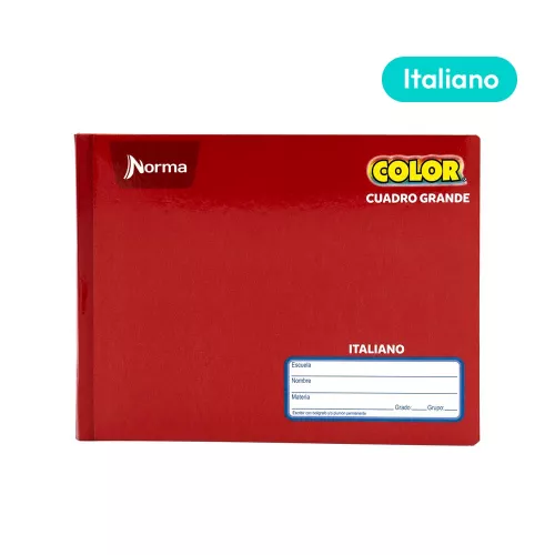 Cuaderno Cosido Italiano Cuadro Grande Norma Color Rojo 100 Hojas