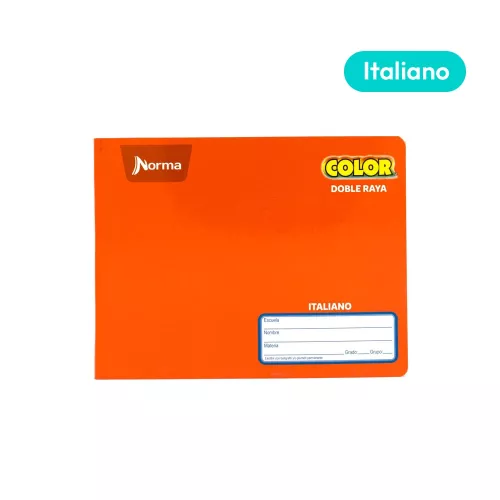 Cuaderno Cosido Italiano Doble Raya Norma Color Anaranjado 100 Hojas