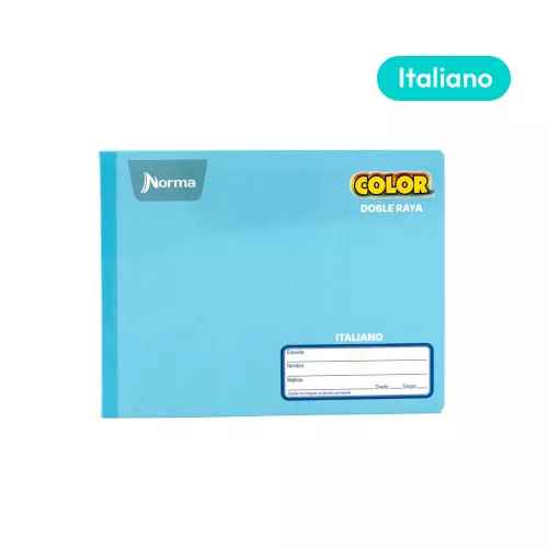 Cuaderno Cosido Italiano Doble Raya Norma Color Azul claro 100 Hojas