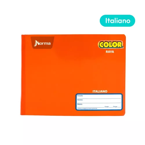 Cuaderno Cosido Italiano Raya Norma Color Anaranjado 100 Hojas